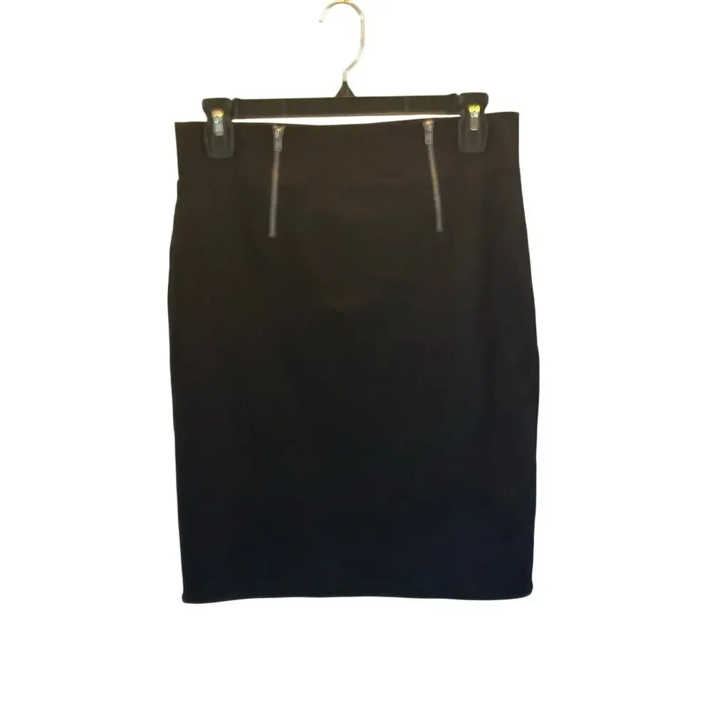 Fabletics black stretch Ponte knit straight skirt Medium business career